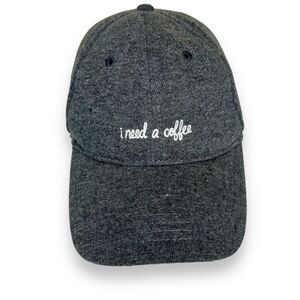 Hollister I Need A Coffee Gray Adjustable Low Profile Ball Cap Hat One Size